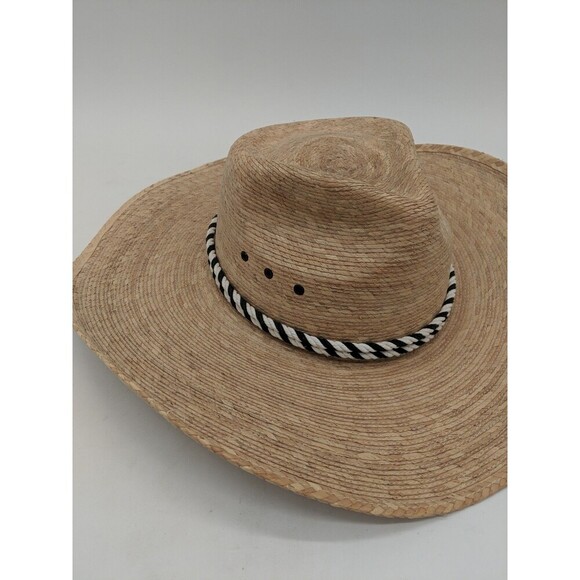 D'avila Palm Straw Black & White Rope Western Hat Made In Mexico Size 59-7 3/8 - Picture 2 of 9